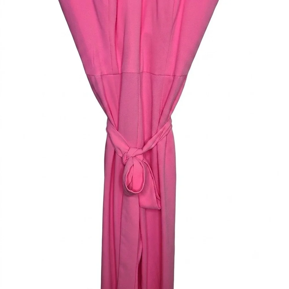Lilly Pulitzer Jumpsuit Pink Halter Rosette 3D Flower Wide Leg Romper Party 12 - Picture 4 of 10